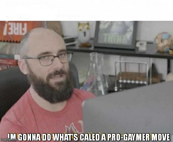 Pro Gamer move | IM GONNA DO WHAT'S CALED A PRO-GAYMER MOVE | image tagged in pro gamer move | made w/ Imgflip meme maker