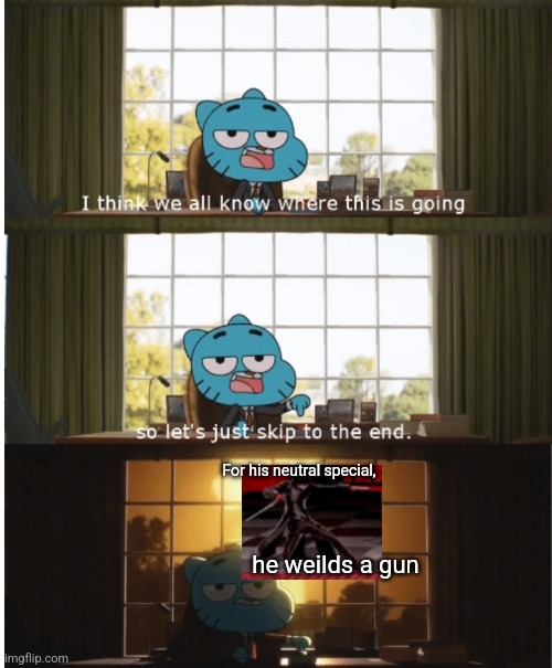 A meme for every character every day #76 | For his neutral special, he weilds a gun | image tagged in i think we all know where this is going,memes,super smash bros,joker | made w/ Imgflip meme maker