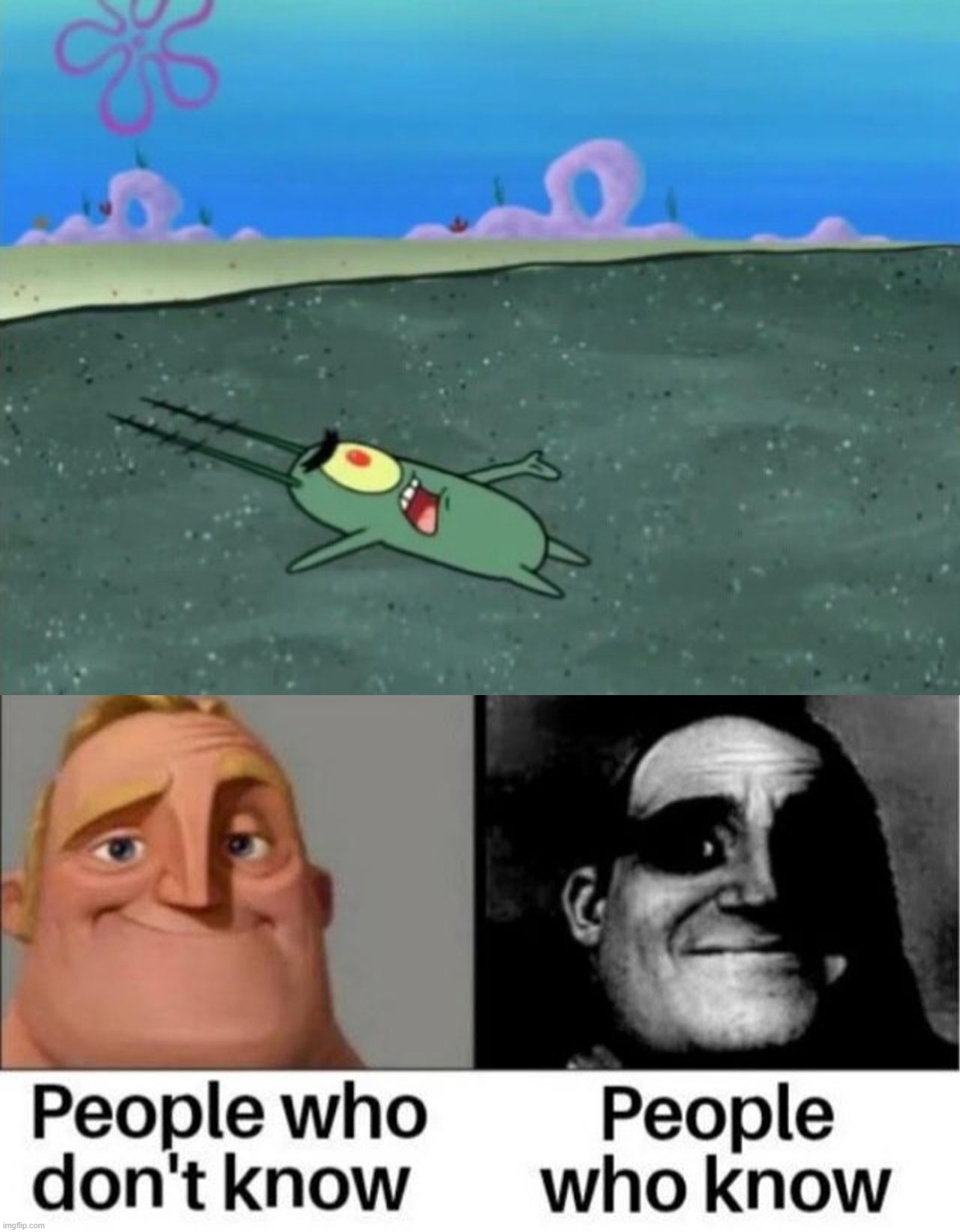 Plankton Got Served | image tagged in people who don't know / people who know meme | made w/ Imgflip meme maker