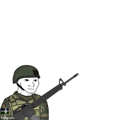 Eroican Soldier Test #2 | image tagged in memes,blank transparent square,oc,wojak,soldier | made w/ Imgflip meme maker