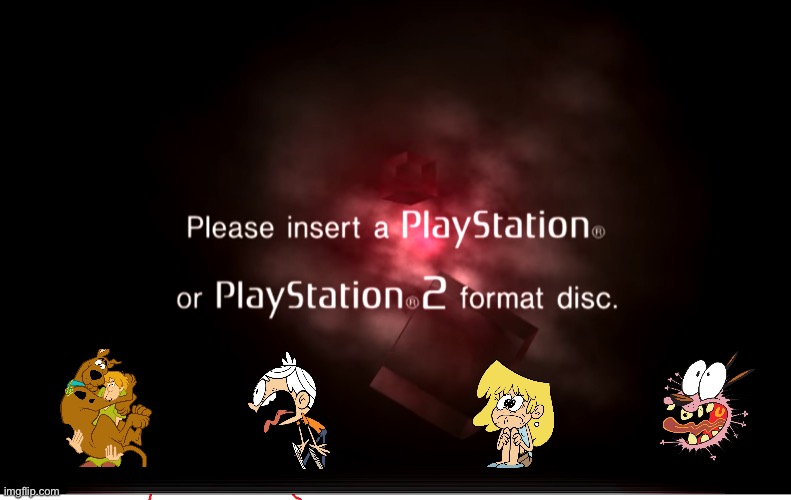 Scared cartoons are frightened of the PS2 RSOD | image tagged in playstation,ps2,the loud house,scooby doo,courage the cowardly dog,cartoon network | made w/ Imgflip meme maker