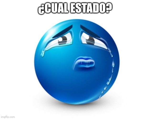 Sad blue guy | ¿CUAL ESTADO? | image tagged in sad blue guy | made w/ Imgflip meme maker