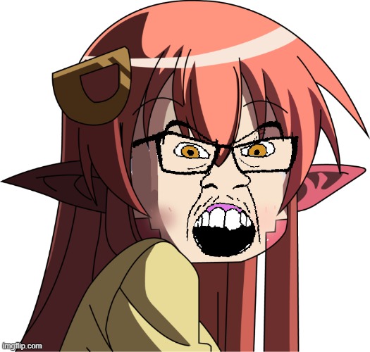 Feral Miia Soyjak | image tagged in feral miia | made w/ Imgflip meme maker