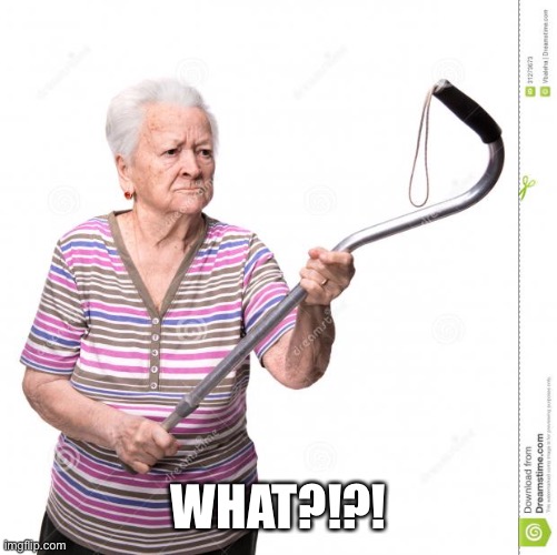 Angry old Woman | WHAT?!?! | image tagged in angry old woman | made w/ Imgflip meme maker