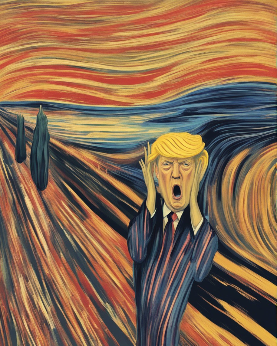 Trump Scream Munch senile dementia crazy insane deranged nuts Blank Meme Template