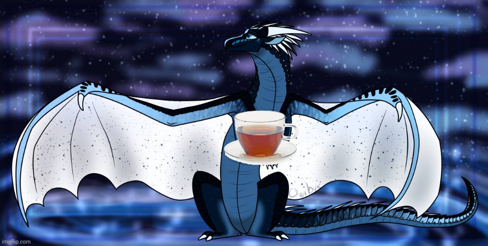 Myth with tea | image tagged in dragonz,tea | made w/ Imgflip meme maker