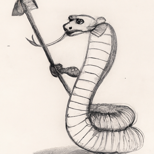 High Quality A snake holding a musket with its mouth and carrying a stick wit Blank Meme Template