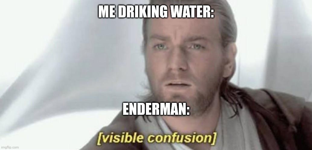 Minecraft | ME DRIKING WATER:; ENDERMAN: | image tagged in visible confusion | made w/ Imgflip meme maker