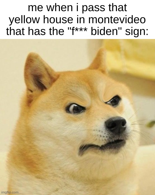 but when it's damaged.... he replaces it! definitely angery! | me when i pass that yellow house in montevideo that has the "f*** biden" sign: | image tagged in confused angery doge,politics,joe biden | made w/ Imgflip meme maker