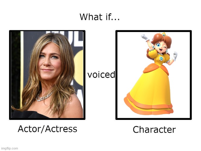 What if Jennifer Aniston voiced princess Daisy(if the super mario movie had a sequel) | image tagged in what if this actor or actress voiced this character,super mario,super mario movie,nintendo,princess daisy,jennifer aniston | made w/ Imgflip meme maker