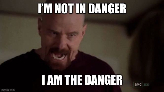 I am the danger | I’M NOT IN DANGER I AM THE DANGER | image tagged in i am the danger | made w/ Imgflip meme maker