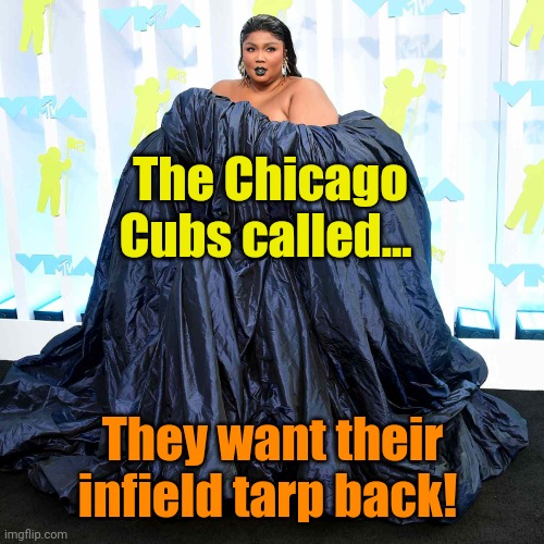 Lizzo Tarp | The Chicago Cubs called... They want their infield tarp back! | image tagged in lizzo tarp | made w/ Imgflip meme maker