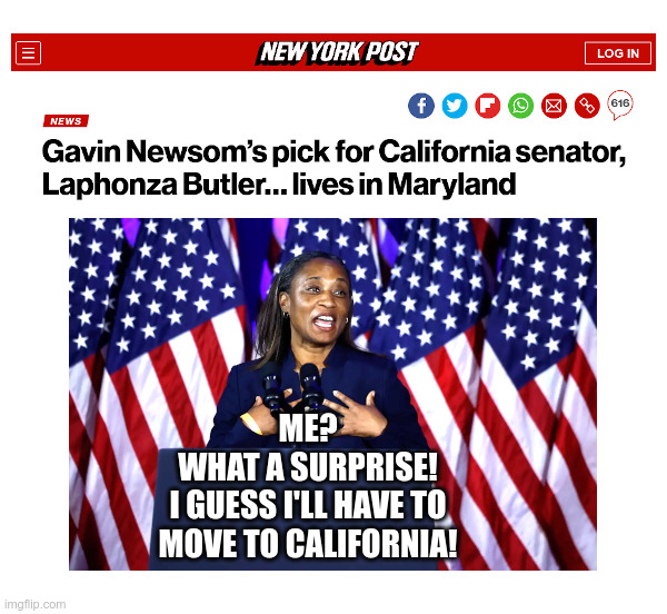 Laphonza Butler: Coming to California? | image tagged in laphonza butler,california,senator,gavin newsom,pick | made w/ Imgflip meme maker