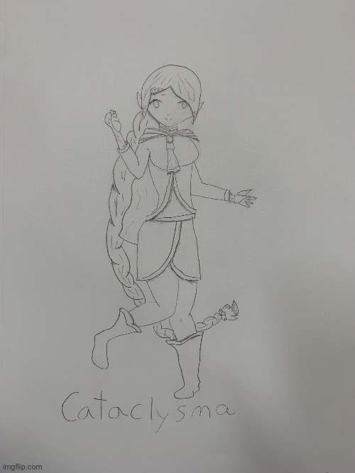 Rate this sketch of Cataclysma (I know her hand is weird) | made w/ Imgflip meme maker