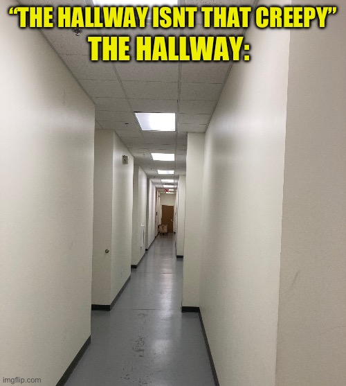 Sketch hallway in a sketch place | “THE HALLWAY ISNT THAT CREEPY”; THE HALLWAY: | image tagged in fresh memes | made w/ Imgflip meme maker