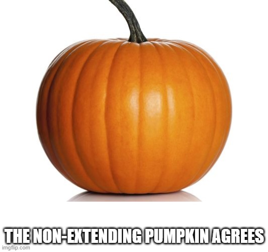 pumpkin | THE NON-EXTENDING PUMPKIN AGREES | image tagged in pumpkin | made w/ Imgflip meme maker