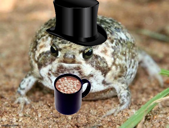 Froggo with hot choccy | image tagged in froggo,dragonz | made w/ Imgflip meme maker