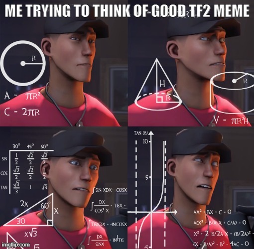 trying to think | ME TRYING TO THINK OF GOOD TF2 MEME | image tagged in scout confused | made w/ Imgflip meme maker