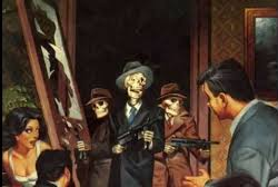 SKELETON GANGSTERS WITH MACHINE GUN Blank Meme Template