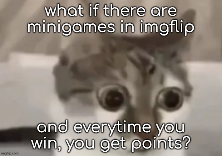 what if there is? | what if there are minigames in imgflip; and everytime you win, you get points? | image tagged in bombastic side eye cat | made w/ Imgflip meme maker