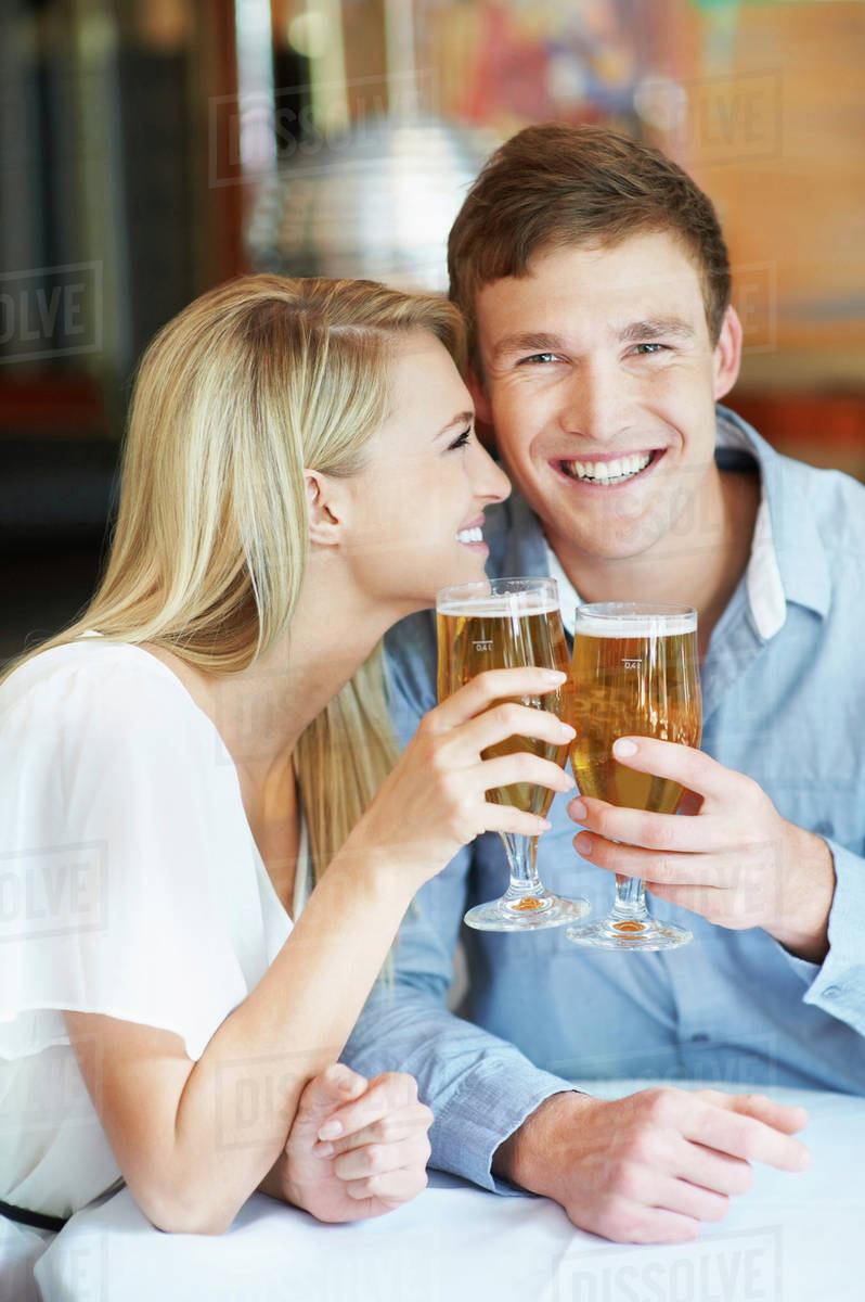 Happy couple drinking beer Blank Meme Template