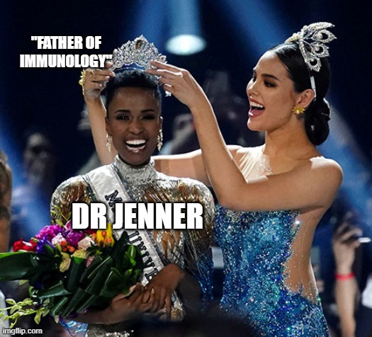 Passing the Crown | "FATHER OF IMMUNOLOGY"; DR JENNER | image tagged in passing the crown | made w/ Imgflip meme maker