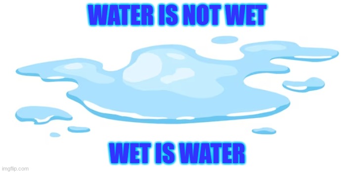 WATER IS NOT WET; WET IS WATER | made w/ Imgflip meme maker