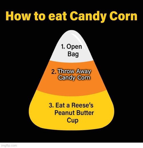 Throw Away Candy Corn | Throw Away Candy Corn | image tagged in candy corn how to eat | made w/ Imgflip meme maker