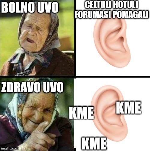 CELTULI HOTULI FORUMASI POMAGALI; BOLNO UVO; ZDRAVO UVO; KME; KME; KME | made w/ Imgflip meme maker