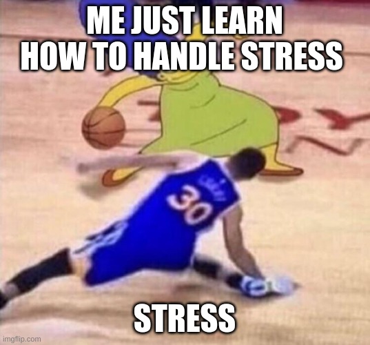 Marge Basketball | ME JUST LEARN HOW TO HANDLE STRESS; STRESS | image tagged in marge basketball | made w/ Imgflip meme maker