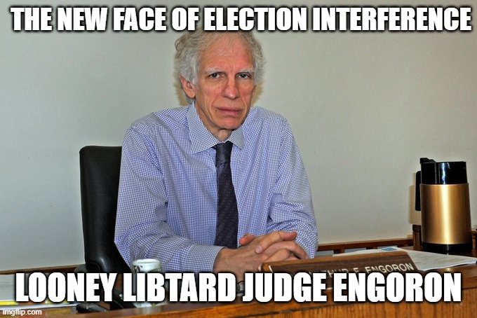 The New Face Of Election Interference | THE NEW FACE OF ELECTION INTERFERENCE; LOONEY LIBTARD JUDGE ENGORON | image tagged in the new face of election interference | made w/ Imgflip meme maker