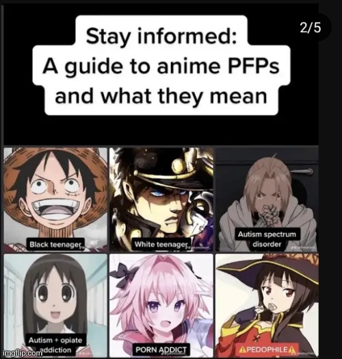 Says the one with a anime pfp - Imgflip