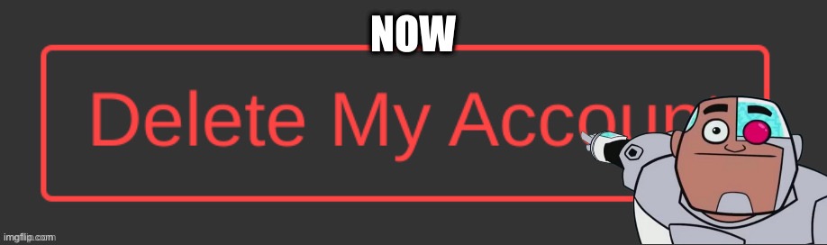 DELETE YOUR ACCOUNT NOW | image tagged in delete your account now | made w/ Imgflip meme maker