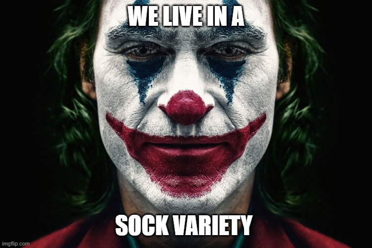 We Live In A Society | WE LIVE IN A SOCK VARIETY | image tagged in we live in a society | made w/ Imgflip meme maker