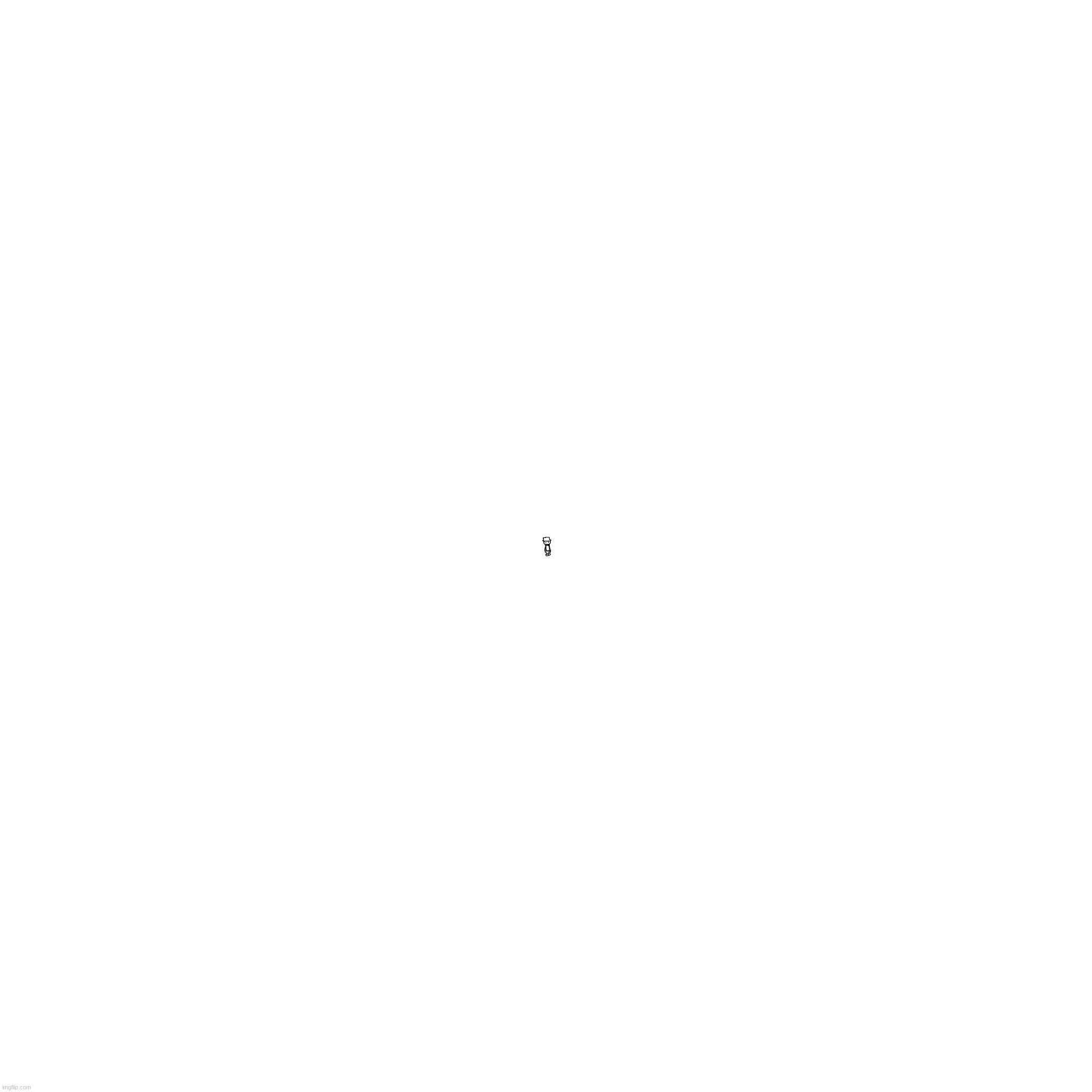 a really far away character. | made w/ Imgflip meme maker