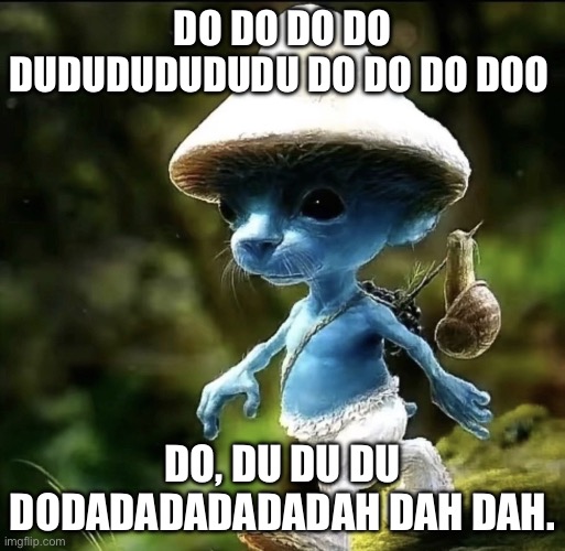 Blue Smurf cat | DO DO DO DO DUDUDUDUDUDU DO DO DO DOO; DO, DU DU DU DODADADADADADAH DAH DAH. | image tagged in blue smurf cat | made w/ Imgflip meme maker