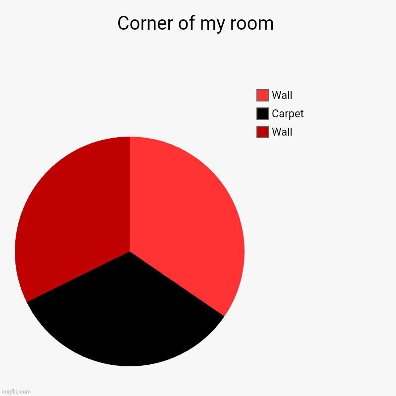 Corner of my room | Wall, Carpet, Wall | image tagged in charts | made w/ Imgflip chart maker