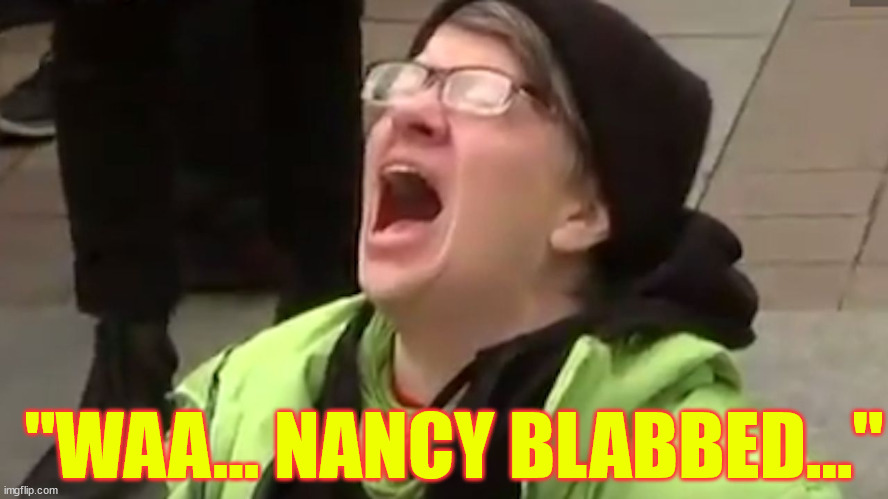 Screaming Liberal  | "WAA... NANCY BLABBED..." | image tagged in screaming liberal | made w/ Imgflip meme maker
