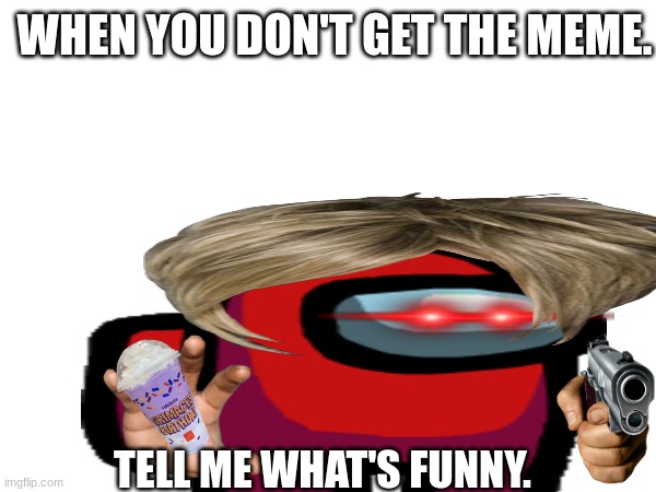WHEN YOU DON'T GET THE MEME. TELL ME WHAT'S FUNNY. | image tagged in memes | made w/ Imgflip meme maker