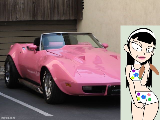 Nat's new pink car | image tagged in car,pink,bikini,sexy girl,corvette,beautiful girl | made w/ Imgflip meme maker