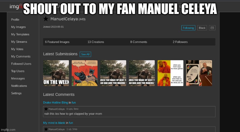 Anoderfan | SHOUT OUT TO MY FAN MANUEL CELEYA | image tagged in fan,someting | made w/ Imgflip meme maker