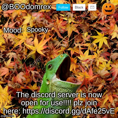 Btw i will have to manually verify you guys to make sure youre not water you or turkey | Spooky; The discord server is now open for use!!!! plz join here: https://discord.gg/dAfe25vE | image tagged in boodomrex announcement template | made w/ Imgflip meme maker