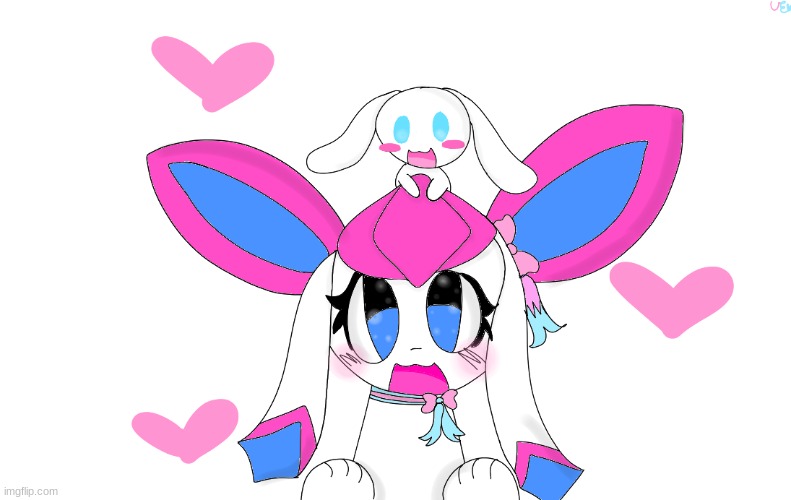 drawing of sylceon and cinnamaroll! | image tagged in cinna,sylc | made w/ Imgflip meme maker