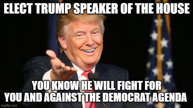 Do not miss this opportunity | ELECT TRUMP SPEAKER OF THE HOUSE; YOU KNOW HE WILL FIGHT FOR YOU AND AGAINST THE DEMOCRAT AGENDA | image tagged in happy trump,do not miss this opportunity,speaker of the house,save congress,bye rino,kevin mccarthy gone | made w/ Imgflip meme maker
