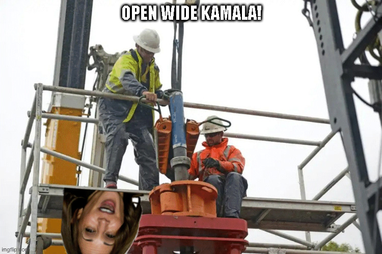 Skank Pump! | OPEN WIDE KAMALA! | image tagged in skank pump | made w/ Imgflip meme maker