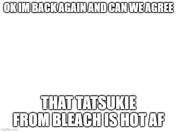 can we agree | OK IM BACK AGAIN AND CAN WE AGREE; THAT TATSUKIE FROM BLEACH IS HOT AF | image tagged in bleach | made w/ Imgflip meme maker