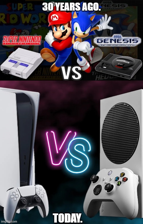 30 YEARS AGO. TODAY. | image tagged in nintendo,sega,playstation,xbox | made w/ Imgflip meme maker
