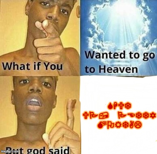 and God said, "%^7@ !**(" | SHUT UP, PETTY MORTAL | image tagged in what if you wanted to go to heaven | made w/ Imgflip meme maker