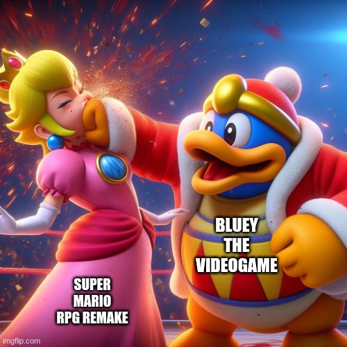 Peach | BLUEY THE VIDEOGAME; SUPER MARIO RPG REMAKE | image tagged in peach,bluey,mario | made w/ Imgflip meme maker