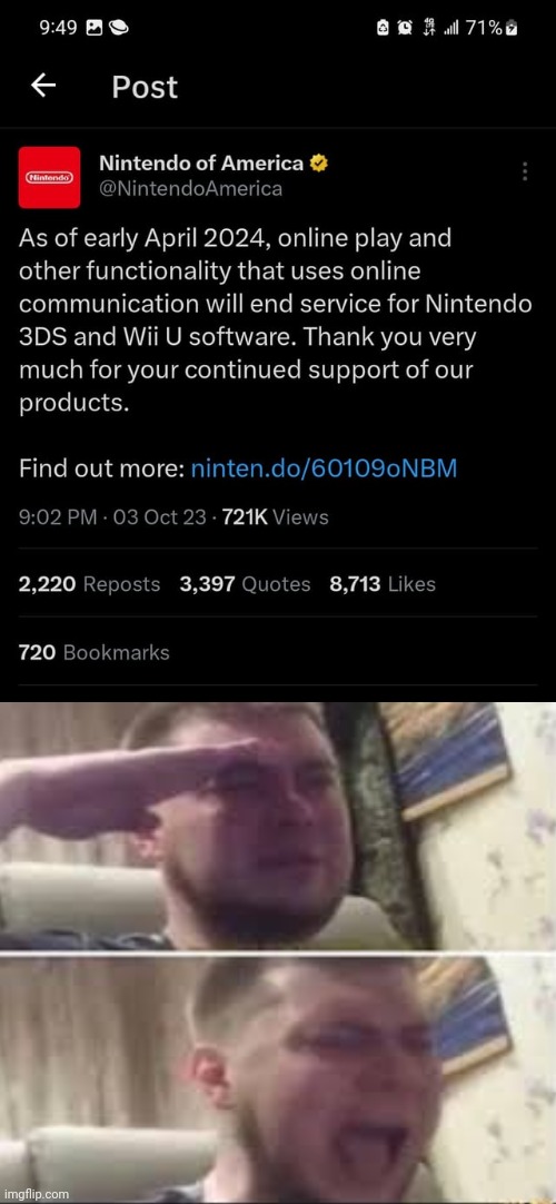 NO WHY WOULD THEY DO THAT! | image tagged in nintendo,sad | made w/ Imgflip meme maker